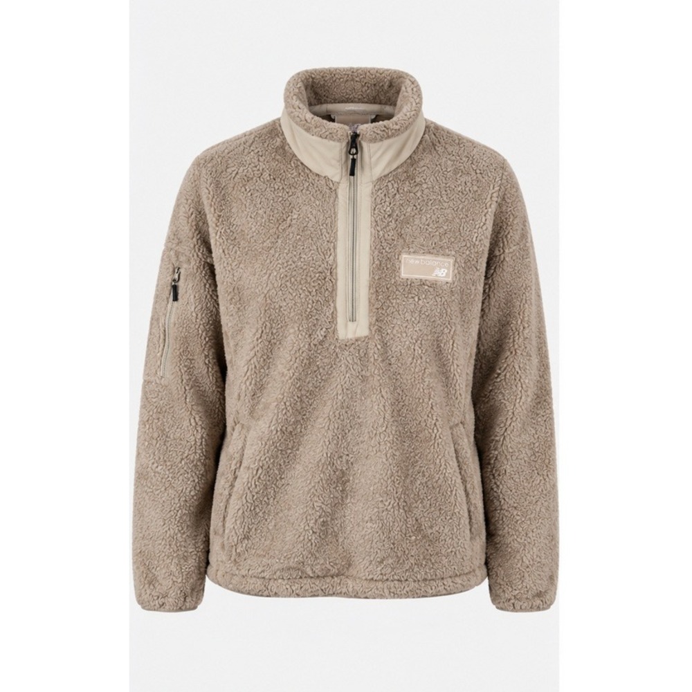 New Balance Sherpa Fleece Pullover Tan Quarter Zip Small Gorpcore Outdoor Cozy